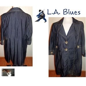 L. A. Blues NWOT Blue Jean Long Coat  Plus Siz 20W